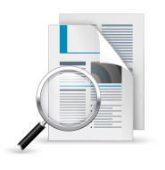 Notes and magnifying glass icon - LMS